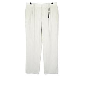 NWT Brunello Cucinelli Oversize Sand Beige Front Pleat Wide Leg Corduroy Pant 12